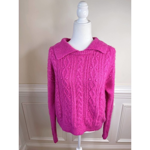 NWT Free People Every Cloud Pullover Sweater in Fuchsia Fizz - Picture 4 of 5